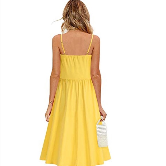 Yellow MIDI SLEEVELESS SEXY VNECK Dress - Picture 5 of 6